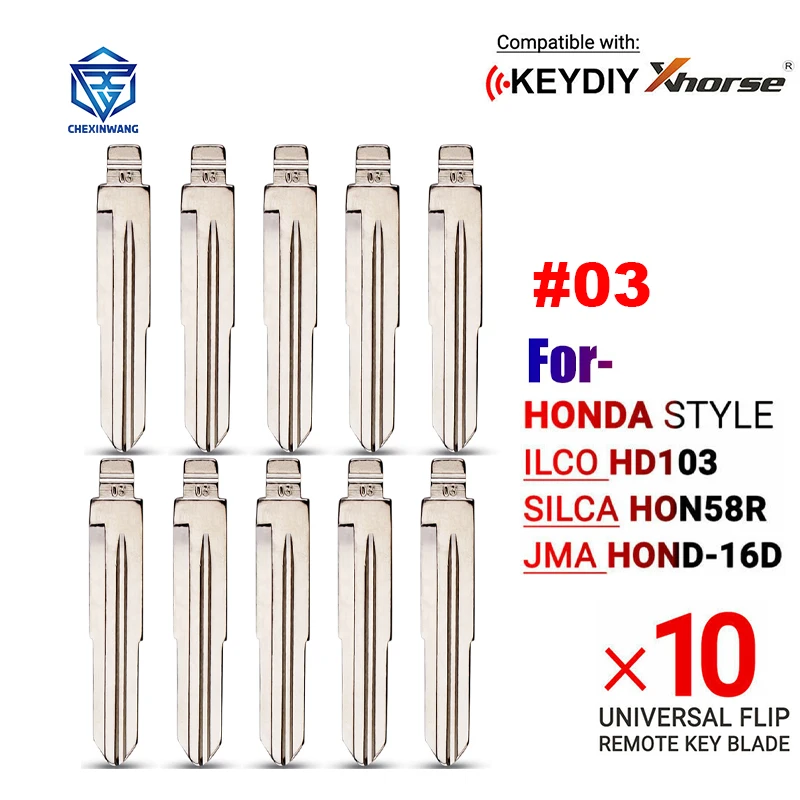 

10pcs #03 Replacement Flip KD Remote Blank Key Blade HON58 For Honda Accord Mileage Haval Old Civic Buick Triumph Chevrolet Aveo