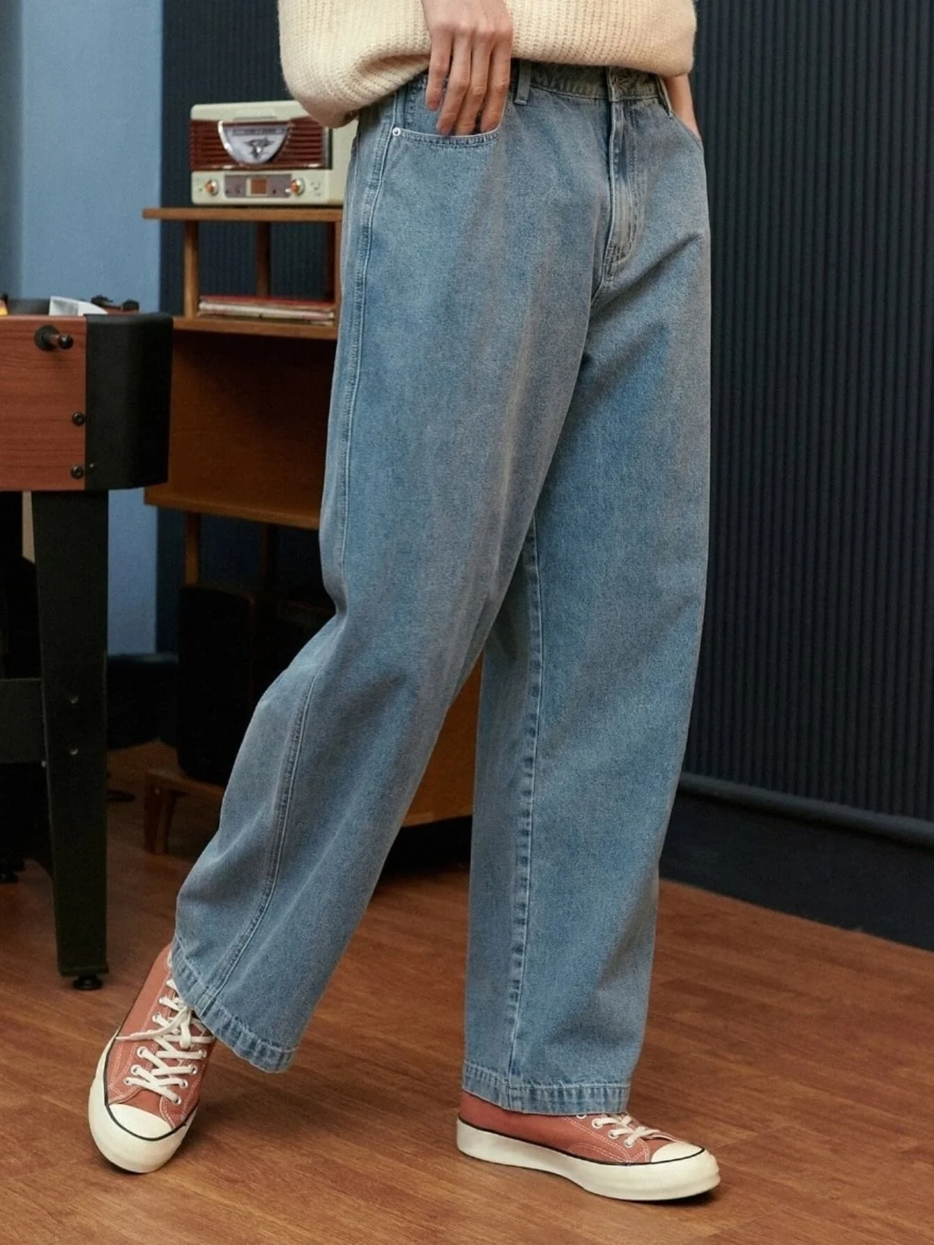 

Мужские удобные синие джинсы, джинсовые средние весы, вместительная посадка для барбекю на заднем дворе для встреч на клиентов