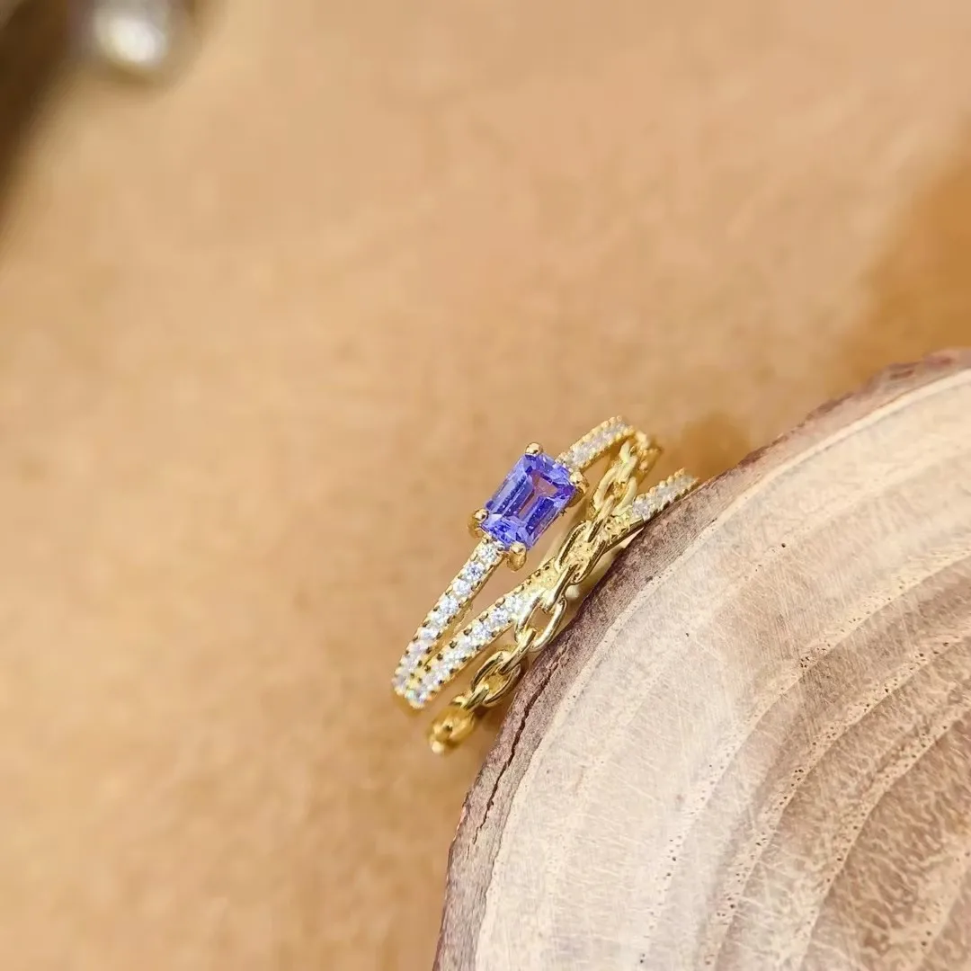 

KJJEAXCMY Fine Jewelry Natural Tanzanite Women's Ring S925 Silver Electroplating 18K gold give your girlfriend a birthday party