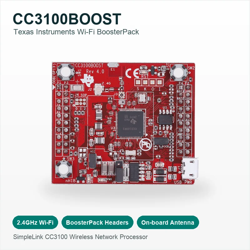 Texas Instruments CC3100BOOST SimpleLink Wi-Fi CC3100 Wireless Network Processor BoosterPack 2.4GHz IoT Evaluation Board
