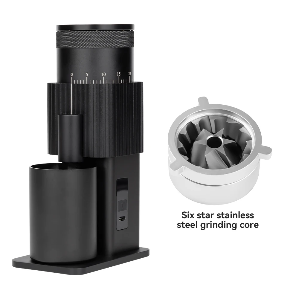 

CF WISDOM Coffee Grinder Compact Build Electric Type 6-Grade Burr Set 25g Bean Slot Wear Resistant Style Daily PourOver Brewing