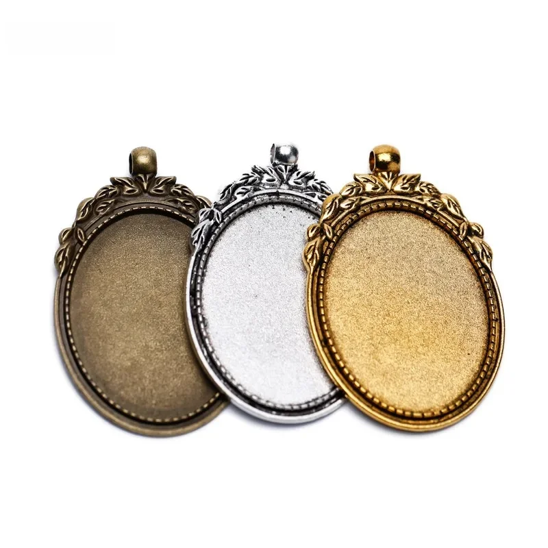 REGELIN 5 sztuk wisiorek kwiatowy Charms ustawienia podstawy Cabochon Cameo taca Bezel puste dopasowanie 30*40mm szklane kaboszony komponenty do biżuterii — zdjęcie 2