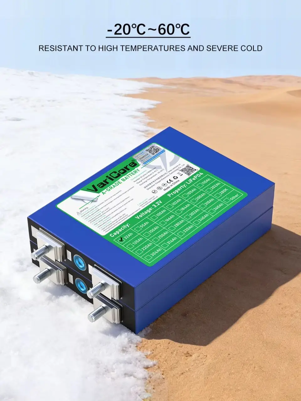 VariCore prismatische 3,2V 32Ah Grade-A LiFePO4-Batterie, ≥8000 Zyklen Lithium-Batterie für Solarenergie, Wohnmobile, Elektroroller, Golfcarts *16 Stück