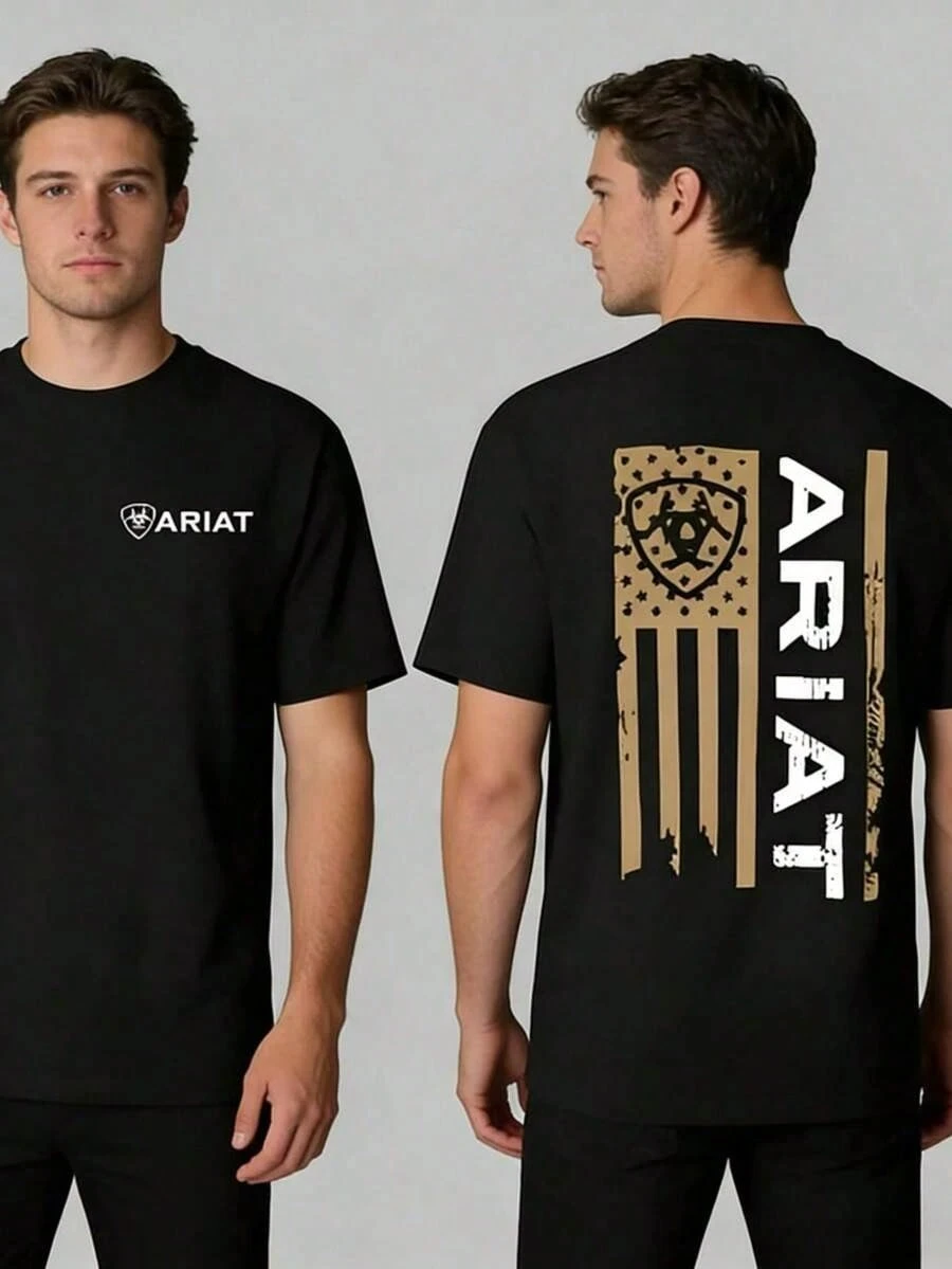 Camisa Ariat, Estilo Vaquero Occidental, Deportiva, de Manga Corta, Camisa Americana, Camisa para Hombre con Estampado Patriótico Americano, Estilo Ranchero