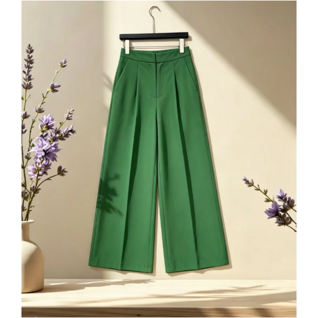 

Summer New Style Women's Fashionable Satin-print Straight-leg Wide-leg Pants