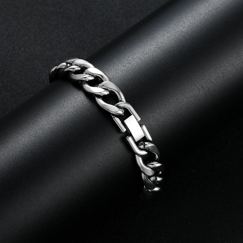 New Arrival Width 12MM 316L Stainless Steel Cuban Chain Bracelet Fashion Hip Hop Men's Jewelry Boyfriend Gift 18/20/22CM