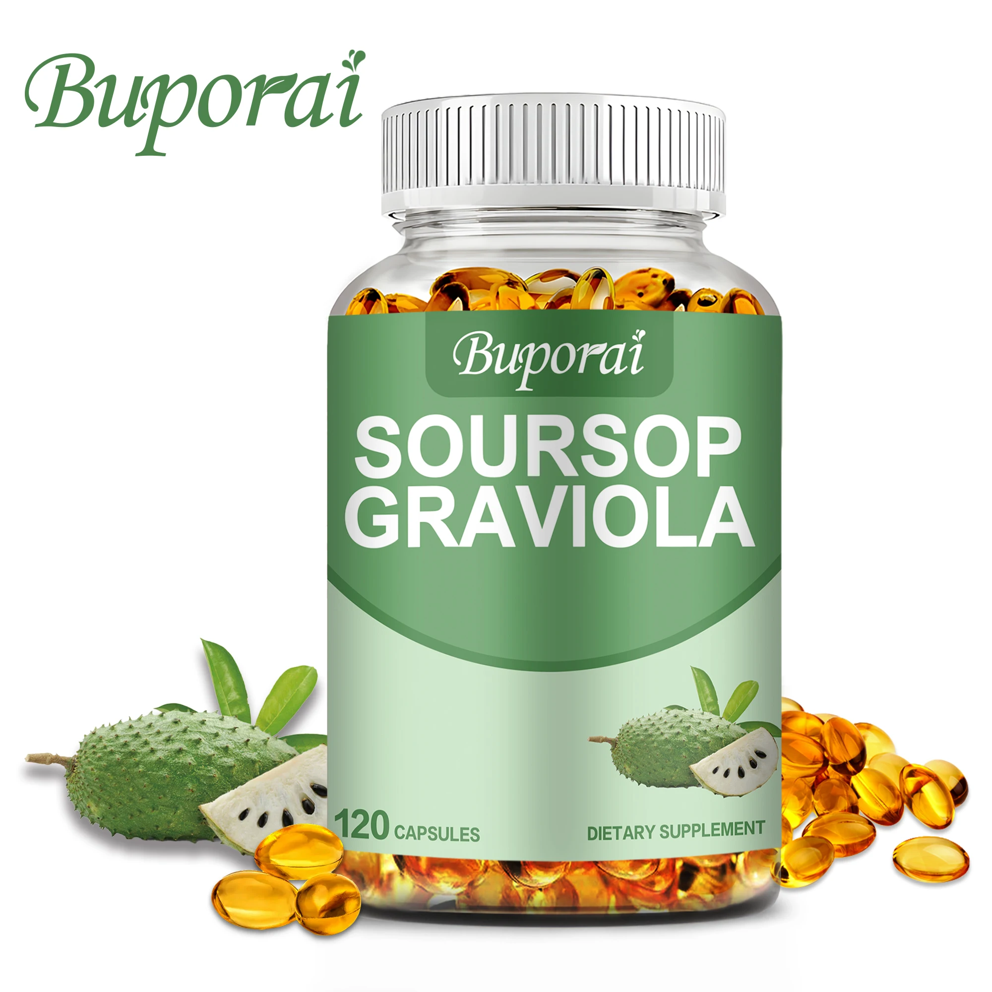 Soursop Graviola-تعزيز المناعة ، تعزيز الهضم والصحة الخلوية ، تحسين المزاج وتخفيف التوتر ، كبسولات