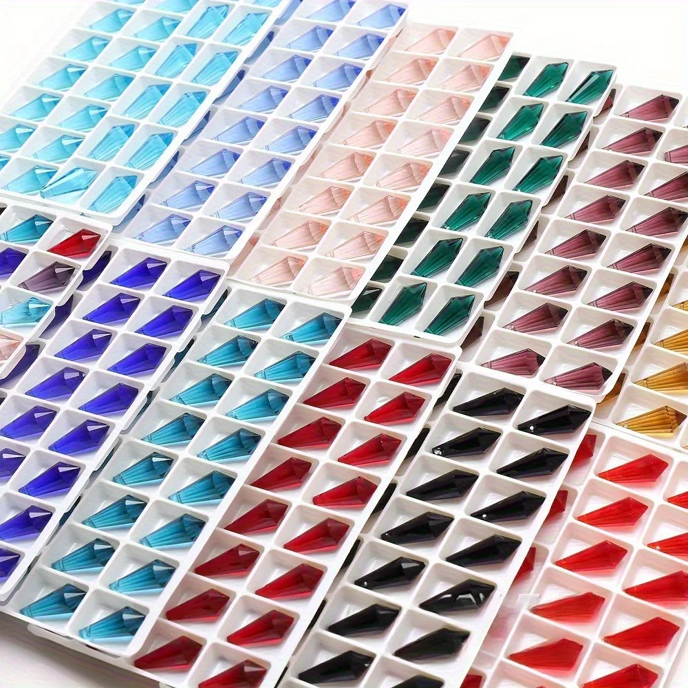 20 قطعة ألوان 20 مللي متر خرز مخروطي كريستالي زجاجي ، خرز قطرة جليدية لصنع المجوهرات بنفسك ، خرز مدبب زجاجي في صينية تخزين #5
