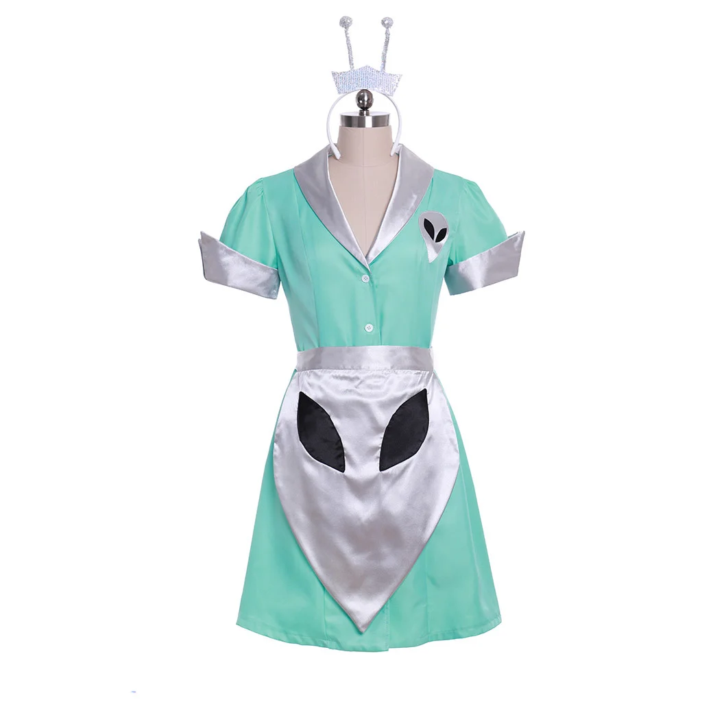 

Roswell Liz Parker Crashdown Cafe Costume Party Alien Cosplay Costume Adult Maid Dress Uniform