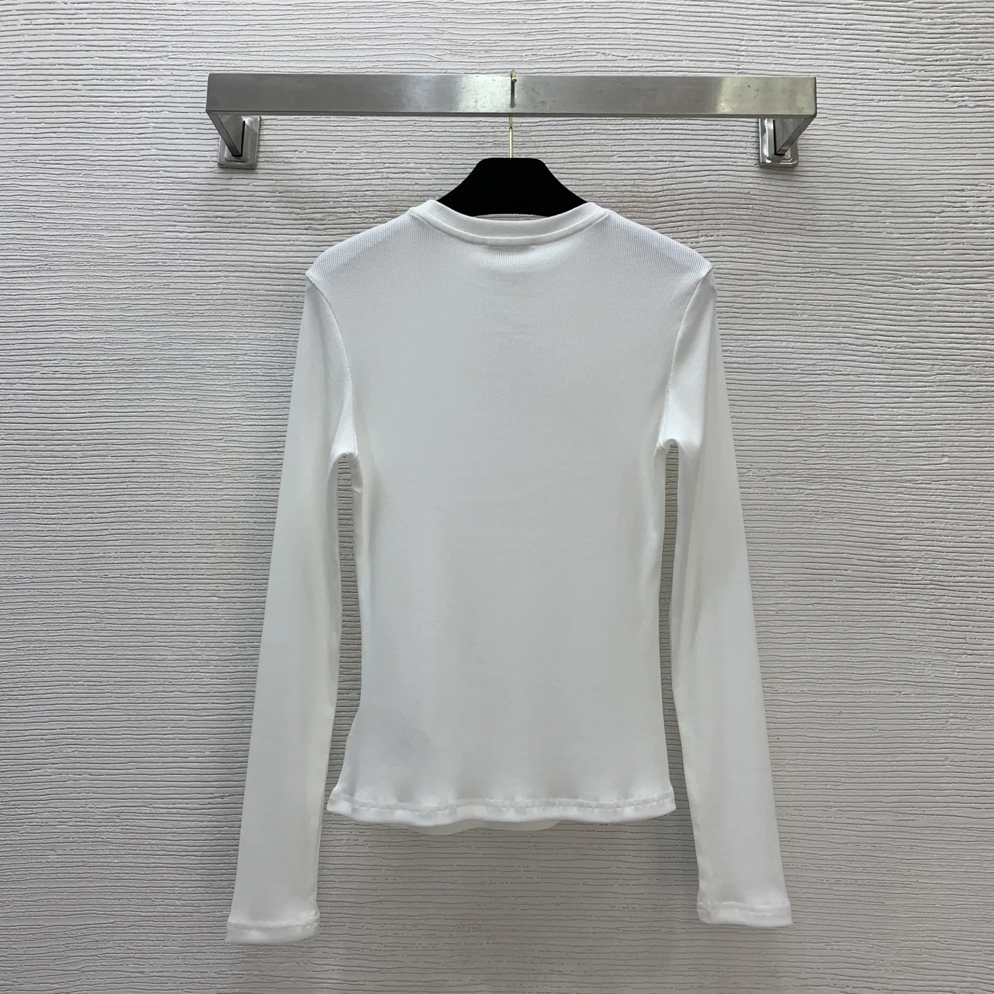 

Women's new thread cotton fabric fashionable and versatile round neck long sleeved elastic base shirt top