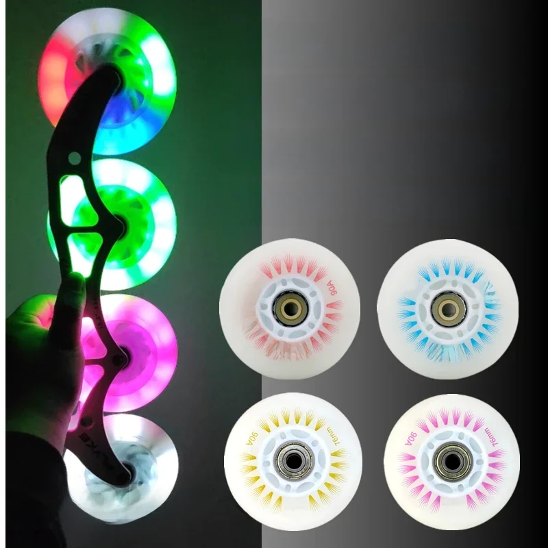 Roues de patins à roues alignées Flash 4 pièces roues à roulettes LED 60/62/64/68/70/72/76//80/90/100/110/125mm accessoires de patins de vitesse