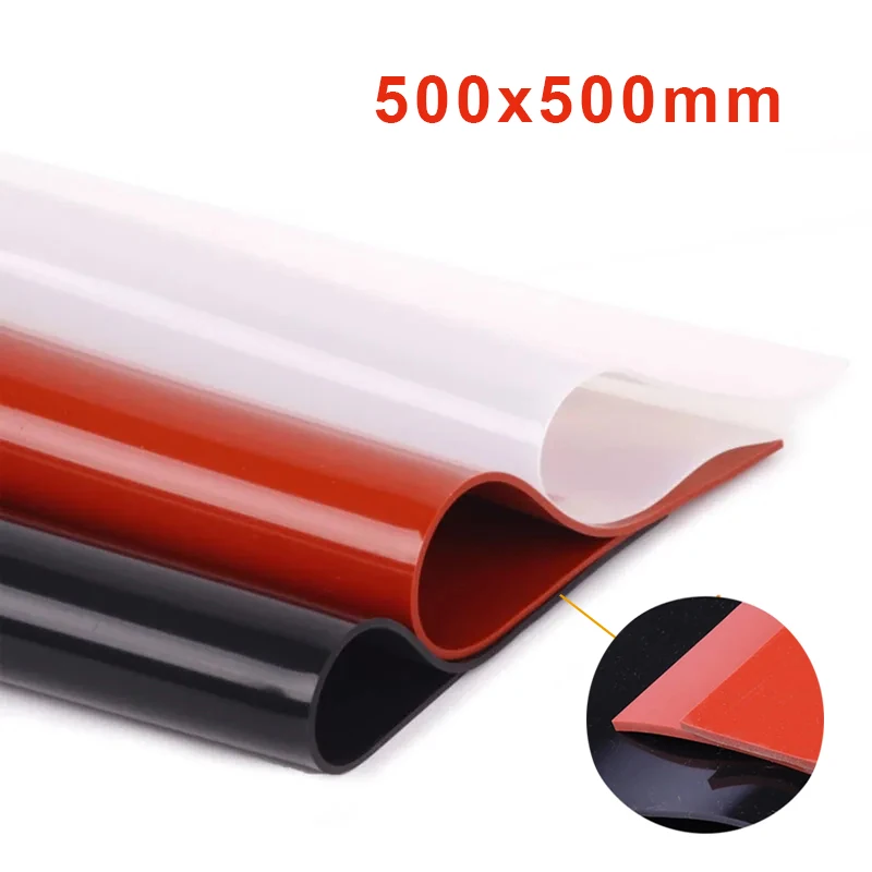 

1Pcs 500x500mm Silicone Rubber Sheet Red Black Translucent Plate Mat High Temperature Resistance Thk 0.1/0.2/0.3/0.4/0.5-3mm