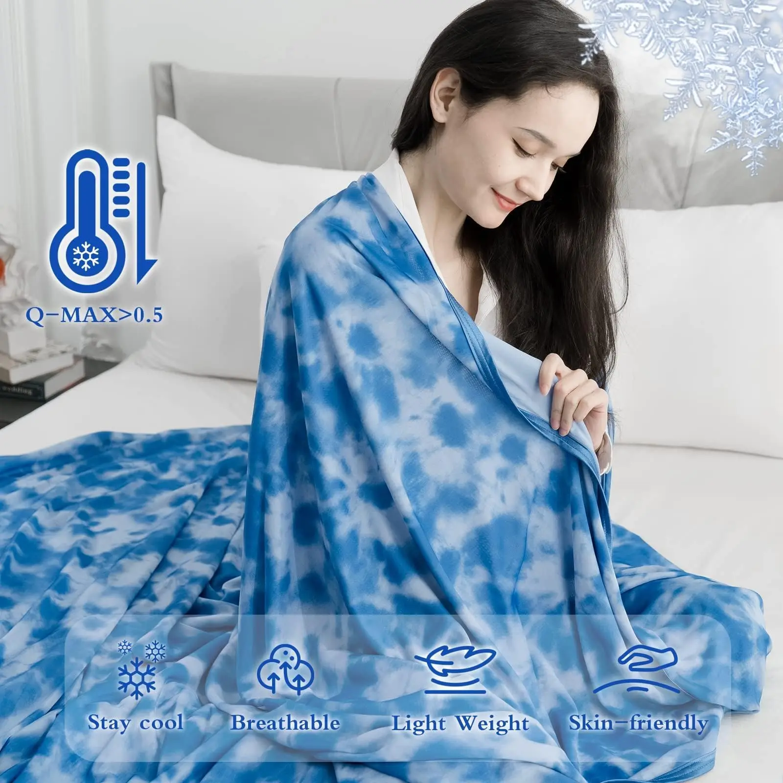 Orhopui Cooling Blanket,Double Sided Cold Effect Cooling Blanketsfor Hot Sleepers and Night Sweats,Breathable Summer Bed Blanket