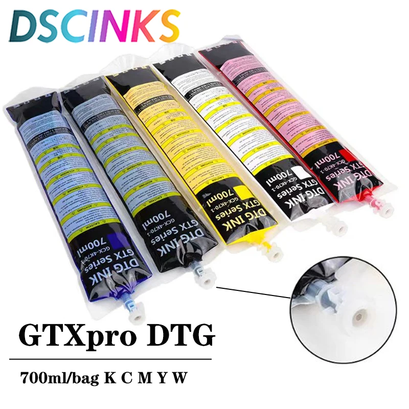 700ML/Bag DTG Textile GTX Ink Bag For Brother GTXpro GTX-422 GTX-423 GTX-425 GTX-600 GTX PRO Direct to Garment Printer With Chip