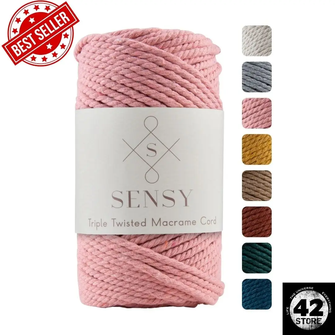 

Premium 3 Twist Cotton Combed Macrame Rope Hobby Rope- Colore: Salmon 250gr