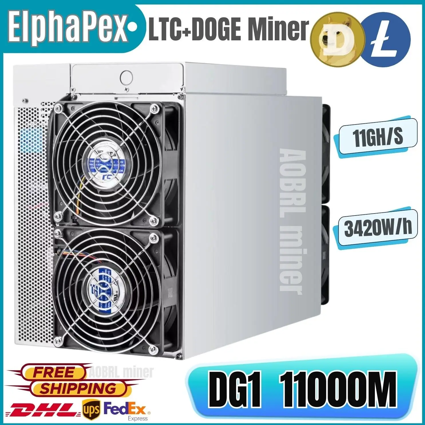 JE BUY 6 GET 3 FREE Elphapex DG1+ 14 GH/s Scrypt Miner Litecoin Dogecoin LTC Doge Crypto Mining Machine ASIC Includes Power Supp