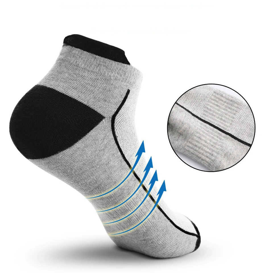 5 Pairs organic cotton men socks thin knit mesh ankle socks summer fitness breathable quick dry short sock for cycling Plus size