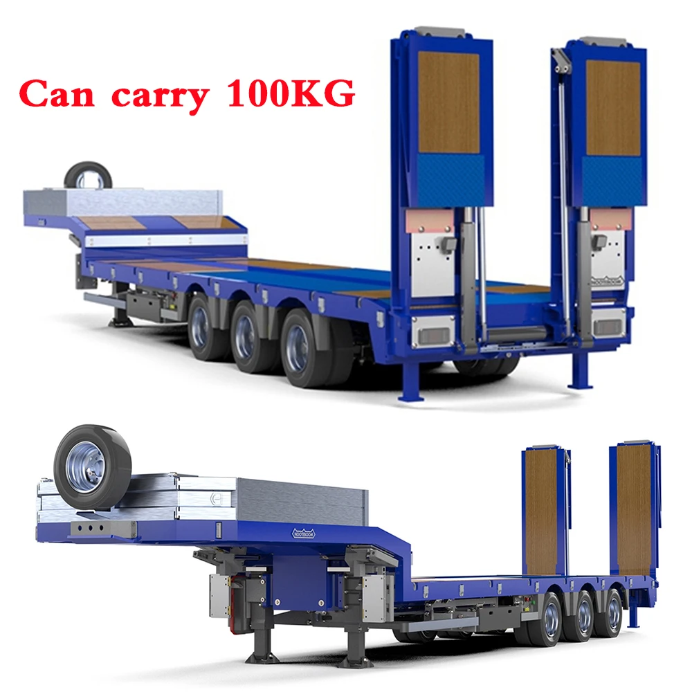 

RC Metal Trailer Can Carry 100KG NOOTEBOOM 3 Axle Trailer Pallet for 1/14 Hydraulic Excavator Model RC Car Adult Toys