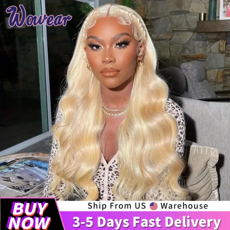 200 Density Lace Front Wigs Body Wave Wigs Human Hair Wigs 13x4 HD Transparent Lace Front Wigs 613 Honey Blonde Wigs for Women