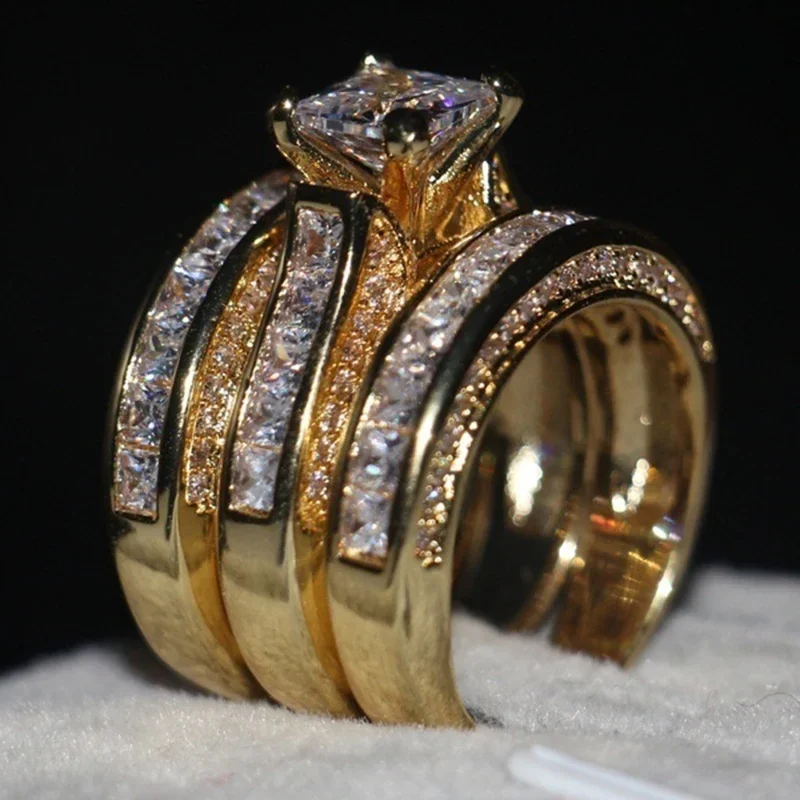 2023 Luxus Strass Zirkon Ringe Set für Frauen Accessoires Jubiläums feier Geschenk Mode Frauen Ringe