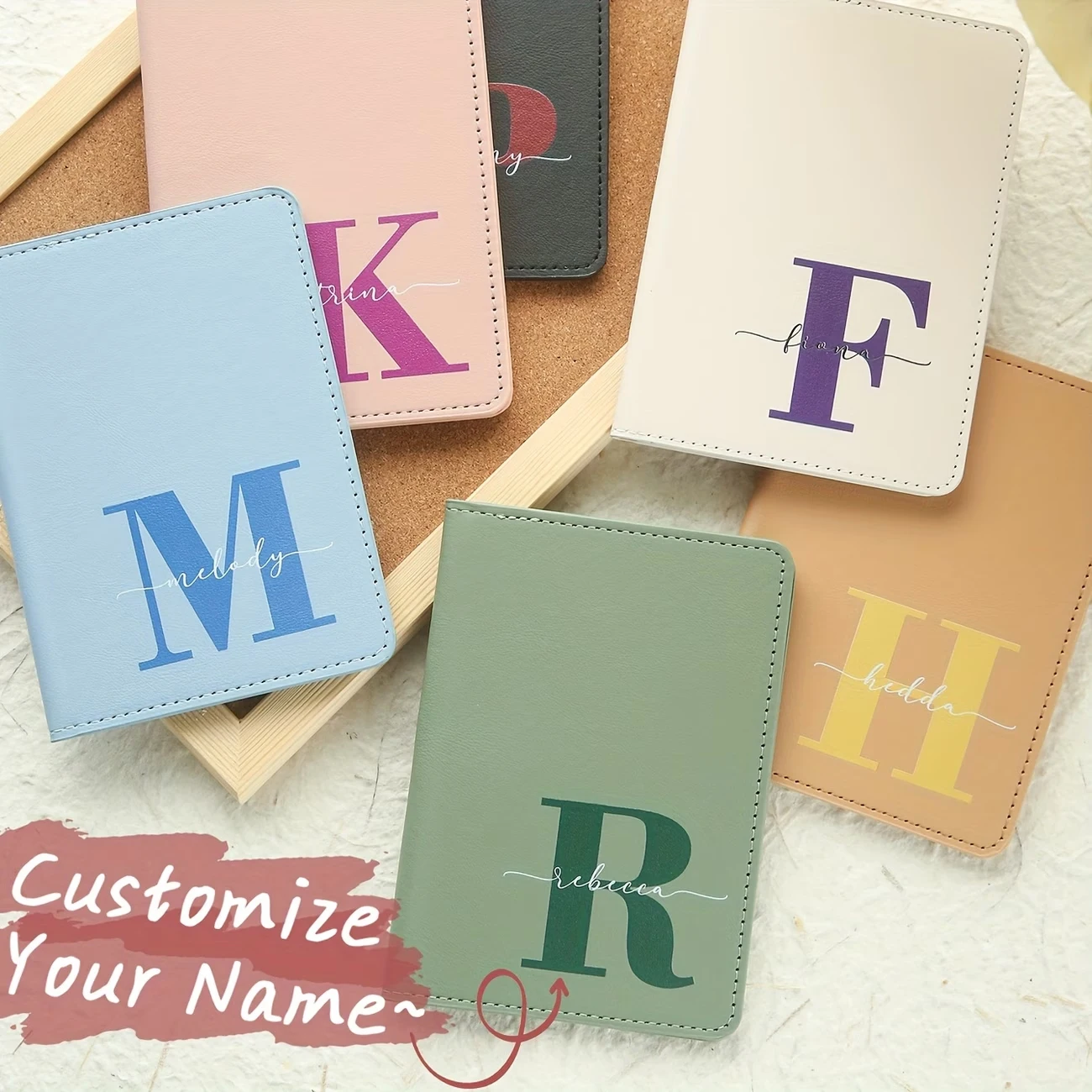 

1pc of Personalized Passport Cover with Custom Name And Initials, Stylish Monogram Design, Colorful Initial Document Holder