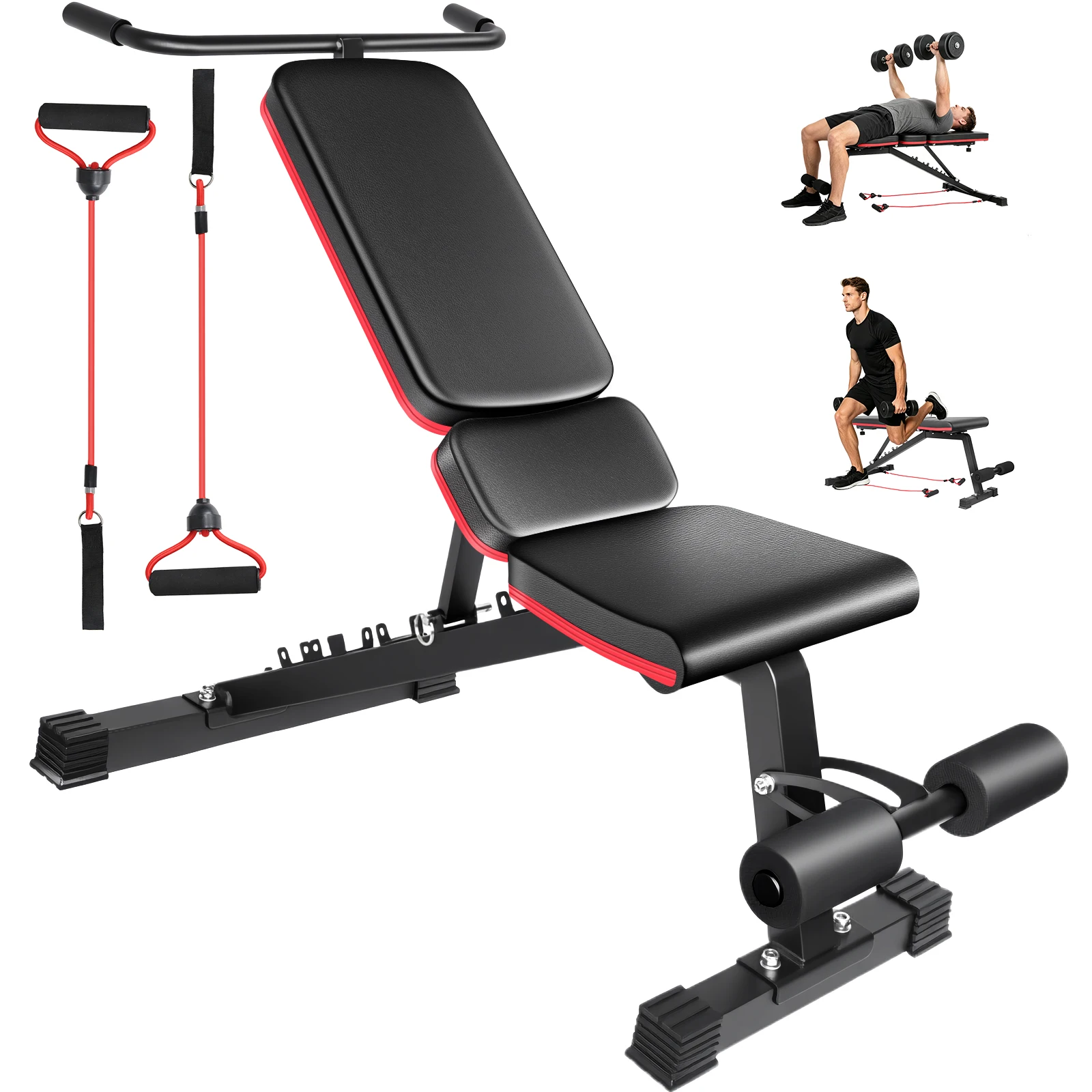 Verstellbare Hantelbank 120KG Hochbelastbare Gewichtsbank mit 7-fach verstellbarer Rückenlehne Multifunktionales Heimfitness-Gerät