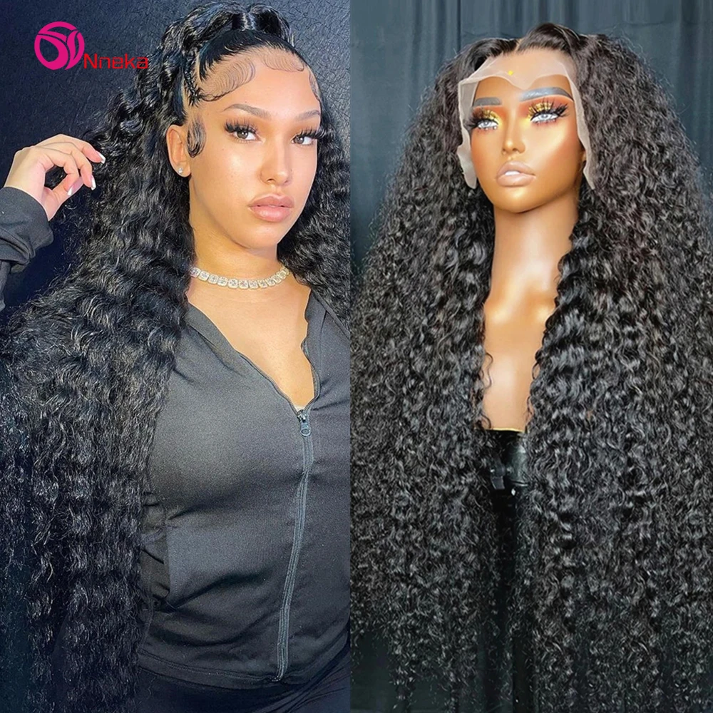 38In Human Hair Lace Frontal Wig 5x5 Hd Lace Closure Wigs 4x4 Deep Water Wave Curly Human Hair Lace Frontal Wig For Woman Choice