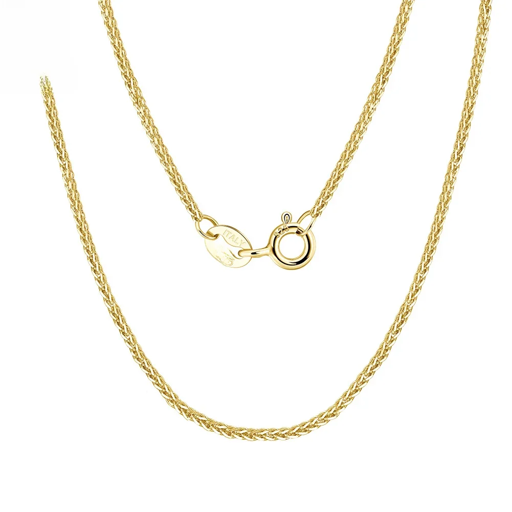 ORSA JEWELS Włoski ręcznie robiony naszyjnik z łańcuszkiem Chopina o średnicy 1,2 mm Solidna biżuteria ze srebra próby 925 Kobieta Dziewczyna Pozłacany łańcuszek 14K SC53 — zdjęcie 2