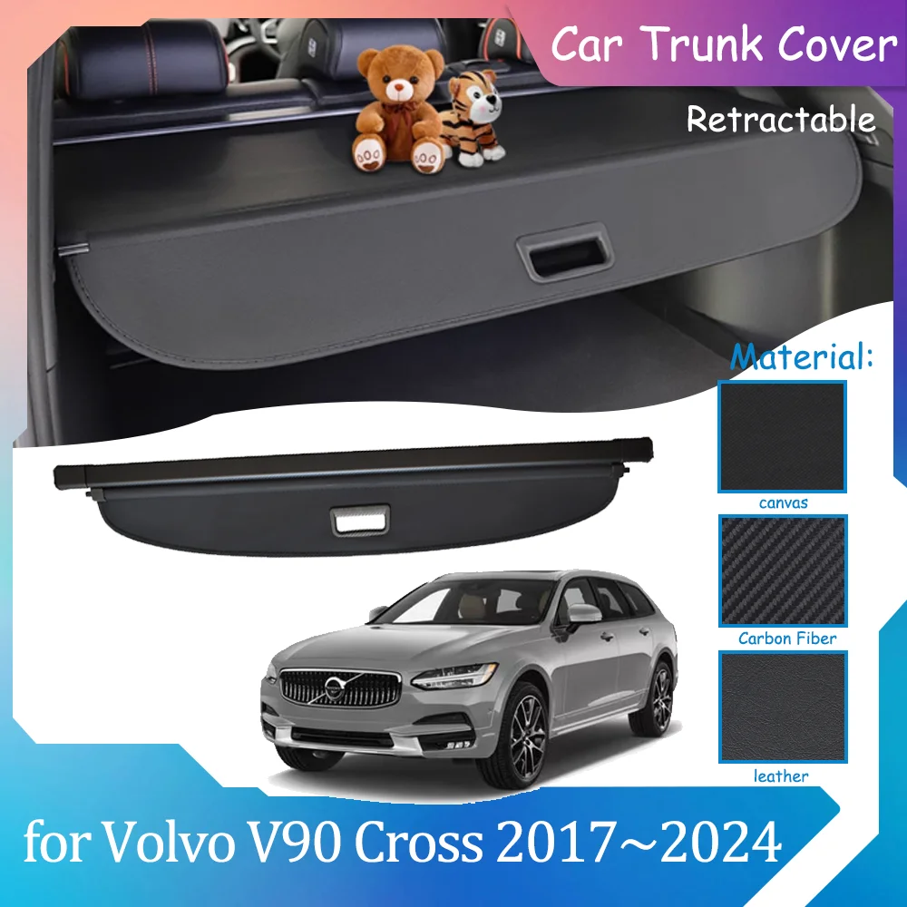 Car Trunk Covers for Volvo V90 Cross 2017~2024 2018 Waterproof Luggage Retractables Curtain Shelter Privacy Cargo Pad Accessorie