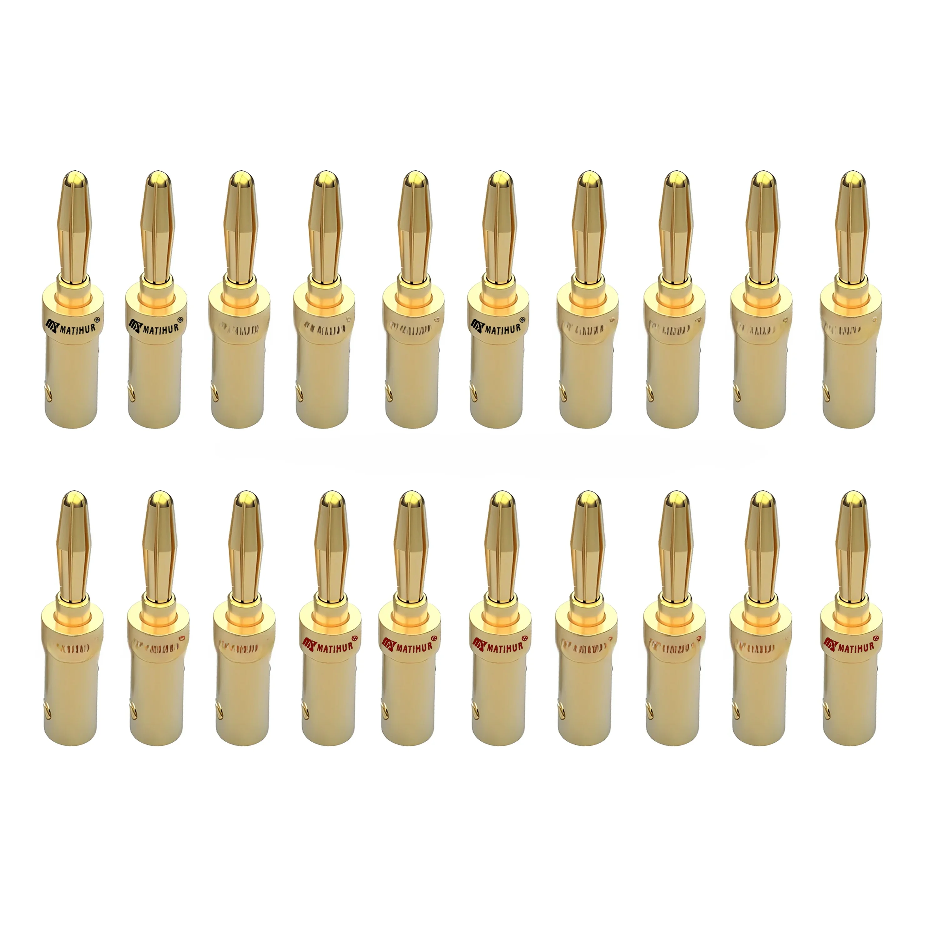Wtyki bananowe HiFi Palic MATIHUR, pozłacane 24K, złącze bananowe 4MM z blokadą śrubową do gniazd audio, wtyki do głośników, 20 sztuk — zdjęcie produktu 6