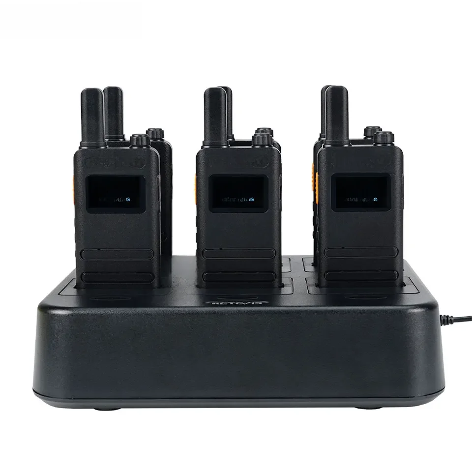 Retevis B63S (3. generacji RT22) Mini walkie-talkie PMR446/FRS Smukły ekran LCD z możliwością ładowania do restauracji i sklepu butikowego (6 szt.) — zdjęcie produktu 7