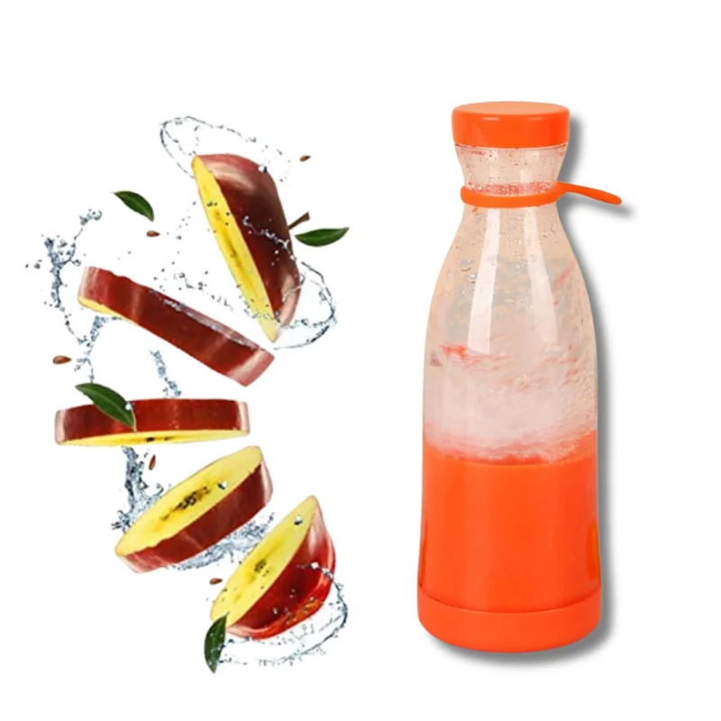 380ml Portable Electric Juice Mixer Bottle Rechargeable Mini Blender Mixer for Vitamins and Shakes-Orange