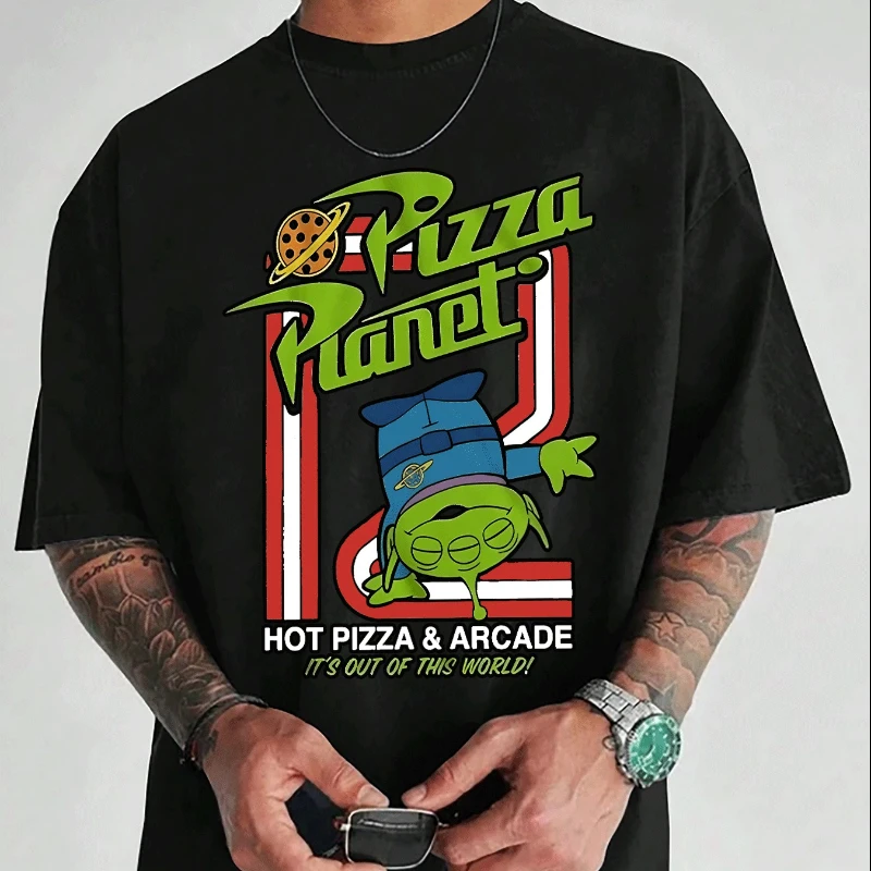 

Pizza Planet Arcade Men's Tee Hot Pizza Alien Fun Casual Style Short Sleeve Cotton TShirt For Men Comfortable Stylish Outfit
