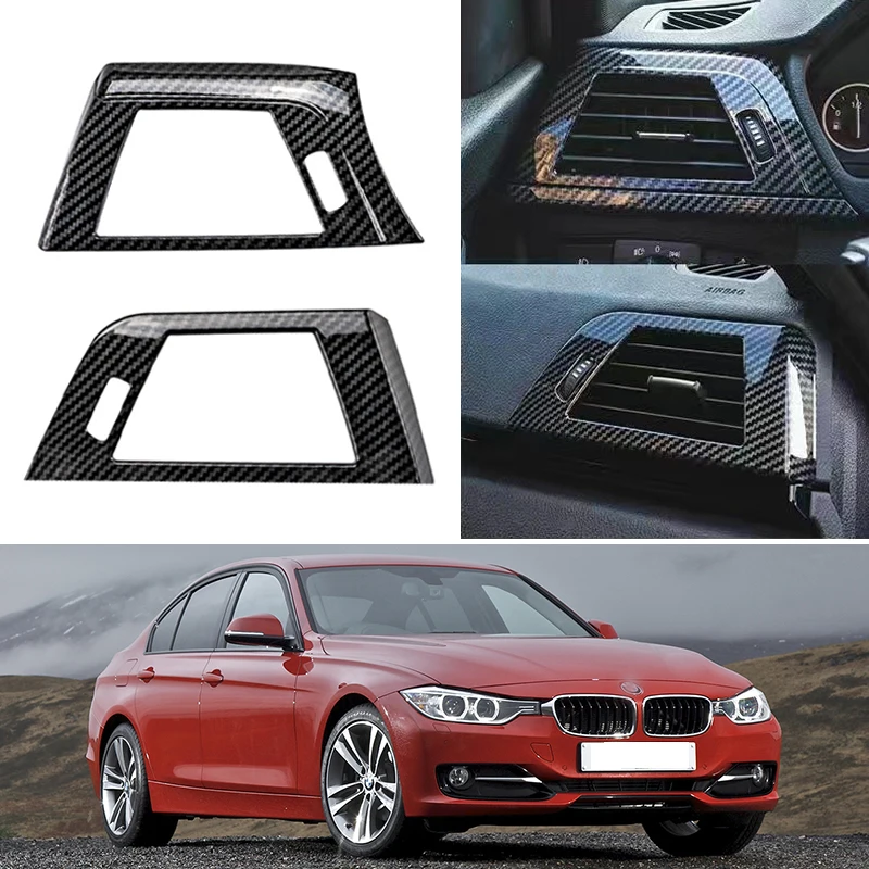 2Pcs Carbon Fiber Style Car Side Air Conditioning Vent Cover Trim Frame Stickers ABS Fit For BMW F30 F31 F32 F33 F34 F36 2014-19