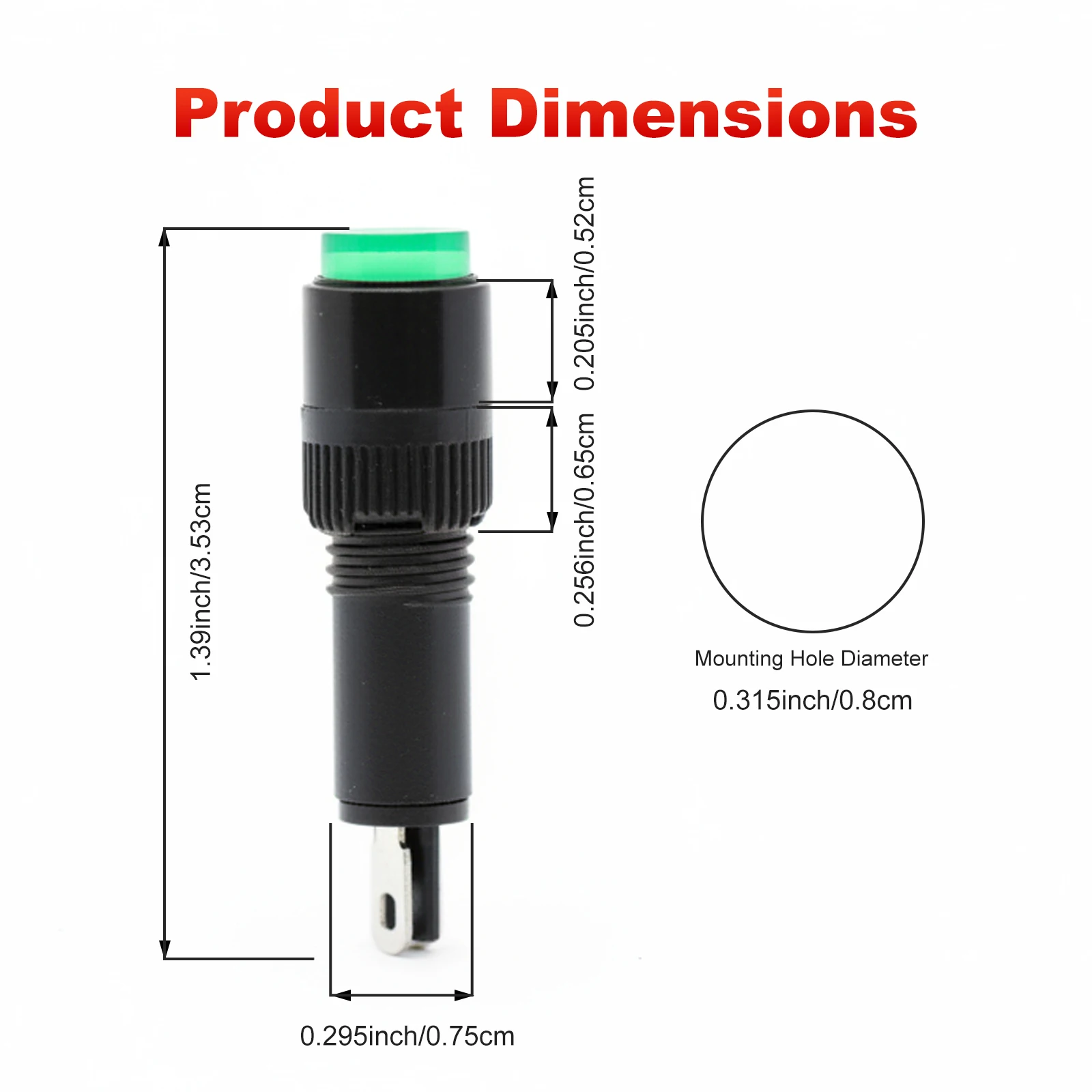 FILN 6pcs 8mm Indicator Lights 12V 24V Pilot Light Plastic Indicat Car Boat Panel Modification for Car Boat Panel Modification