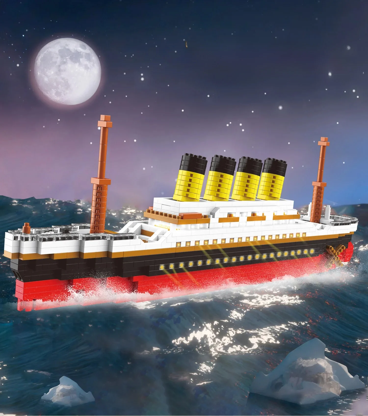 Briques de Construction de film classique, modèle de Construction, nanobricks Titanic Rms, bateau Micro bloc de diamant, jouet éducatif avec lumière