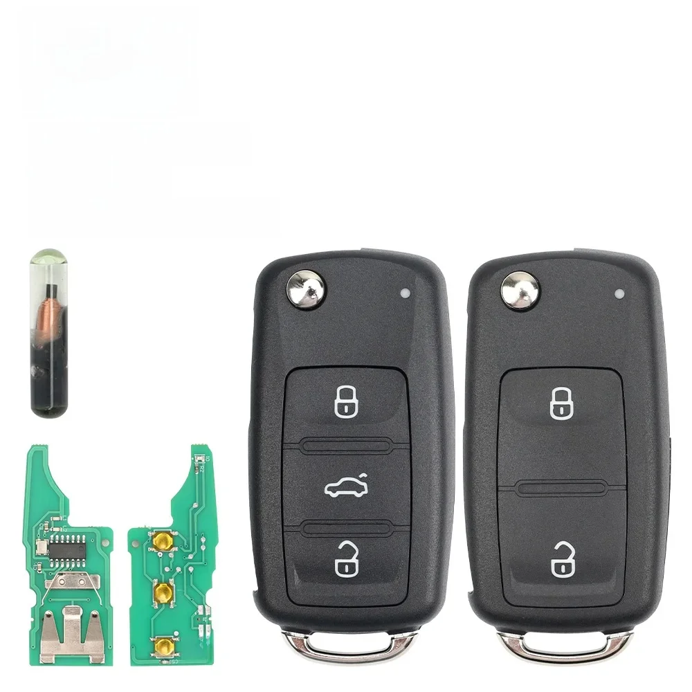 LIXIANG-Clé de voiture à distance, 2/3 boutons, 434MHz, puce ID48, VW, Volkswagen, GOLF, PASSAT, Tiguan, Polo, Jetta, Beetle, 5K08ino 202AD
