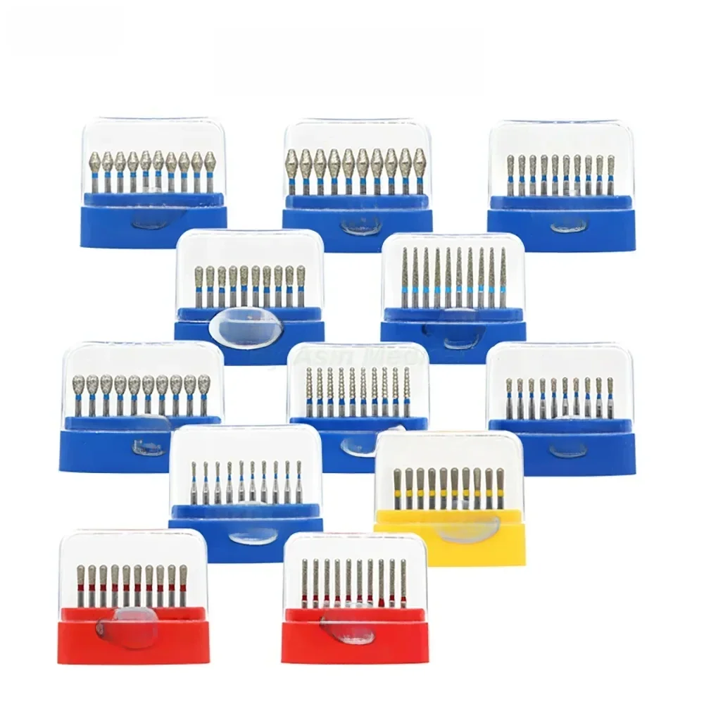 10 pièces/paquet FG 1.6mm fraise diamant dentaire série EX fraise de polissage pour pièce à main à grande vitesse
