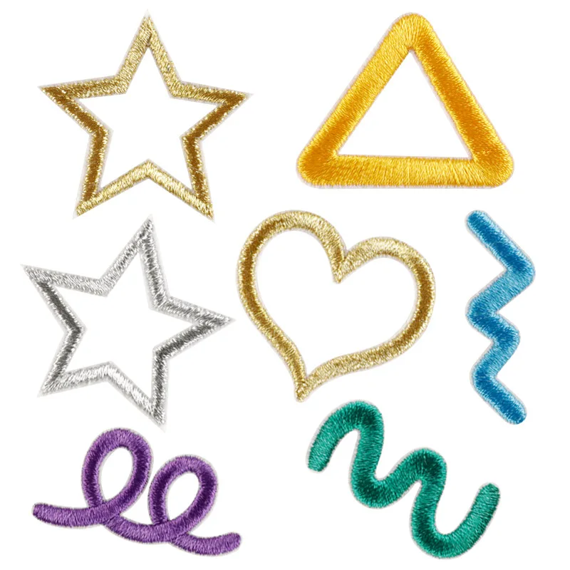 10pcs DIY Clothing Backpack Patches Cartoon Heart Star Thermoadhesive Iron On Clothes Line Patch Bulk Lot