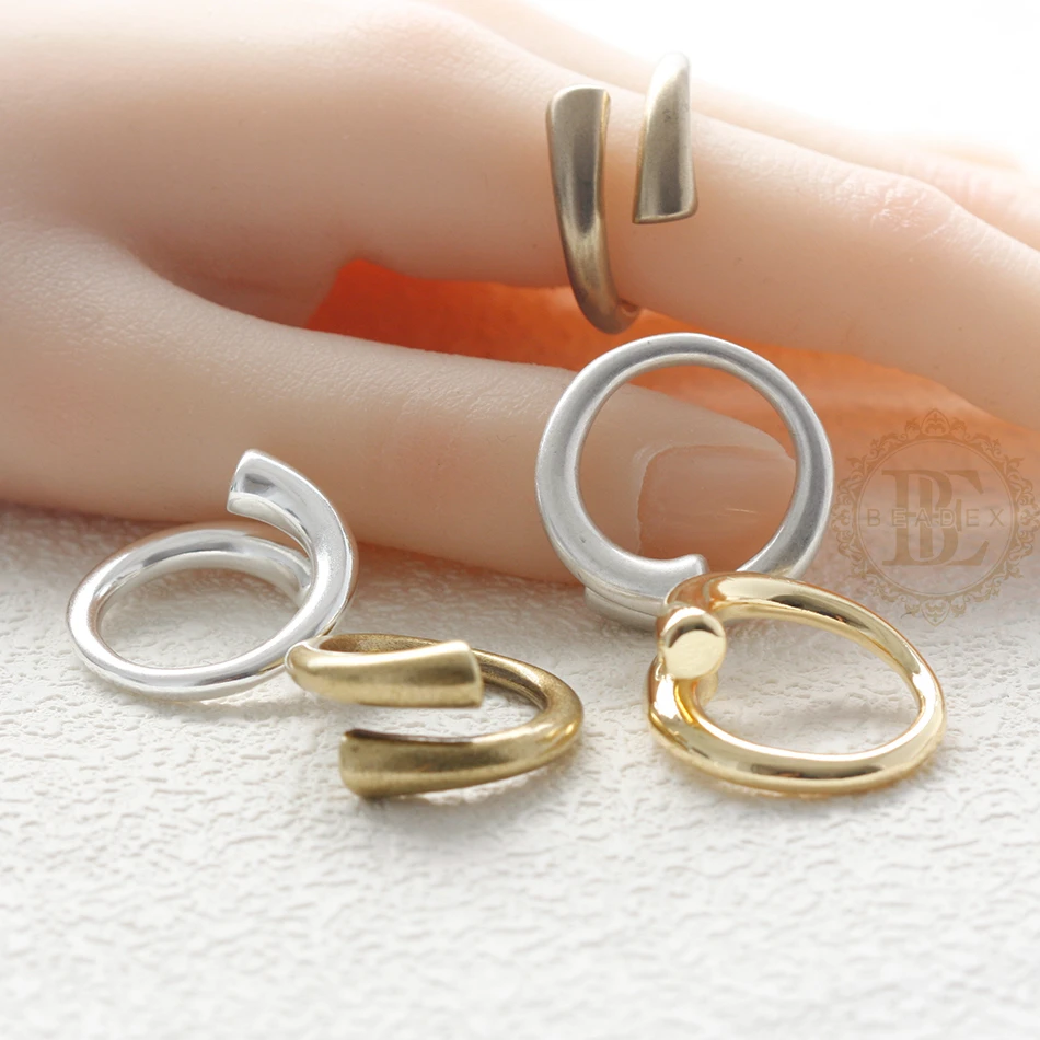 DIY Supply-One Piece Solid Brass Finding Ring Base - Finger Ring - Adjustable - 24.8mm (4893C)