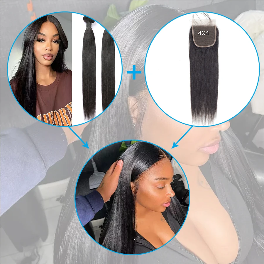 YOCYTU 4X4 Straight Human Hair Closure HD Transparent Lace Closure Only Brazilian Weave Human Hair Free Part Lace Closure 18 22 Inch Lace Closure