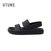 UTUNE Men's Sandals Summer Platform Shoes Women Beach Outside EVA Slippers Man Soft Thick Sole Non-slip Indoor Slides Cool Black