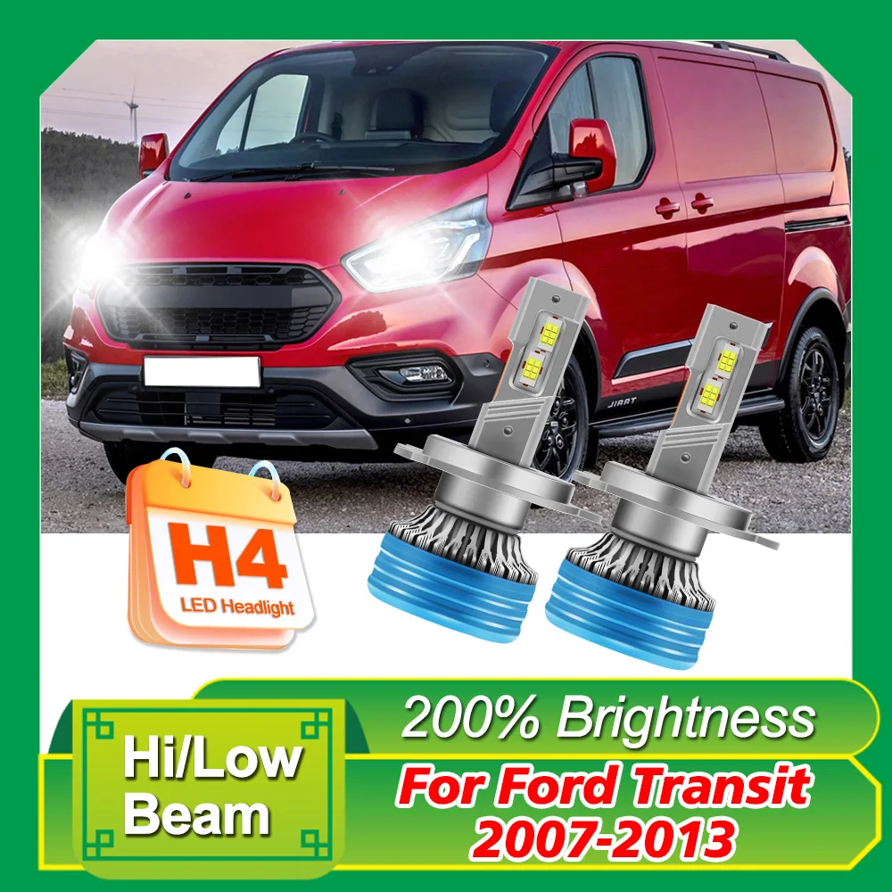 

H4 High/ Low Beam LED Headlamp Bulb 20000LM Single Copper Tube Durable Bulbs 6000k External Drive For Ford Transit 2007-2013