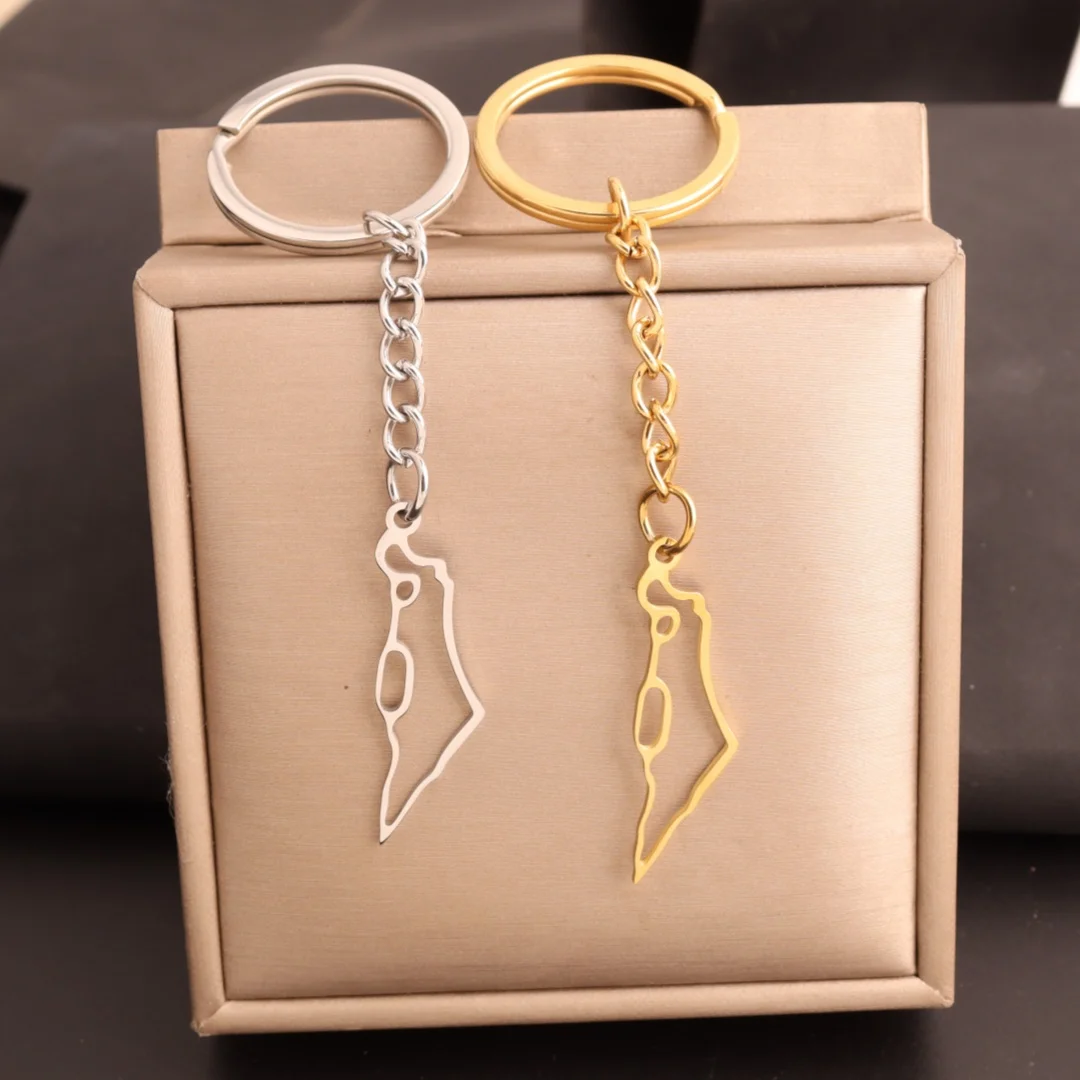 Palestine Map keychain With Arabic Calligraphy Stainless Steel Motivational Palestine keychain Jewelry Gift - view 2
