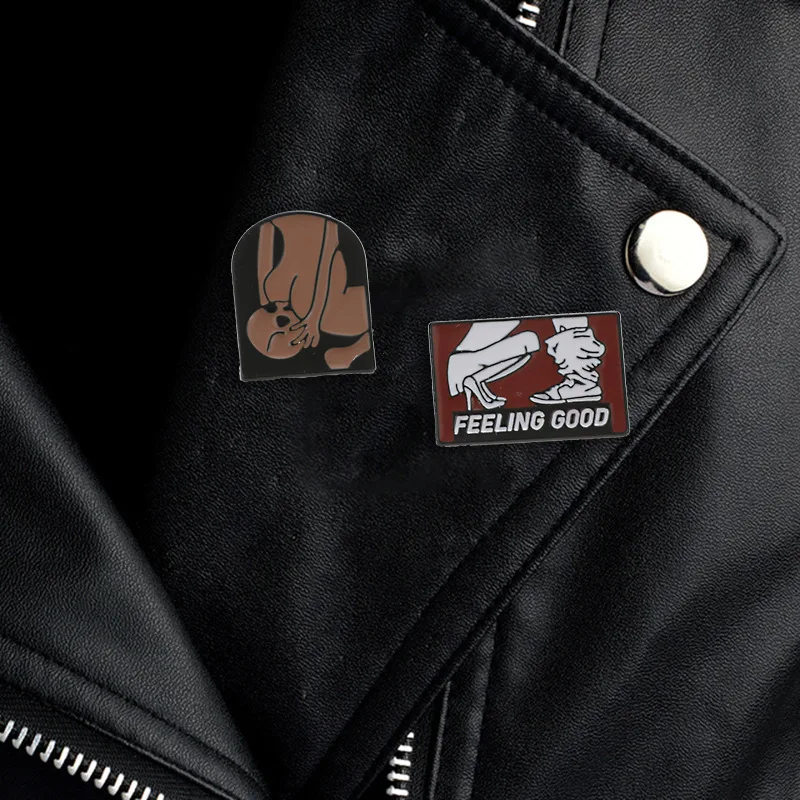 Broche de esmalte de estilo Punk divertido, Pin de solapa de Arte de línea abstracta de dibujos animados, mochila, ropa, sombrero, accesorios, insignia de Metal