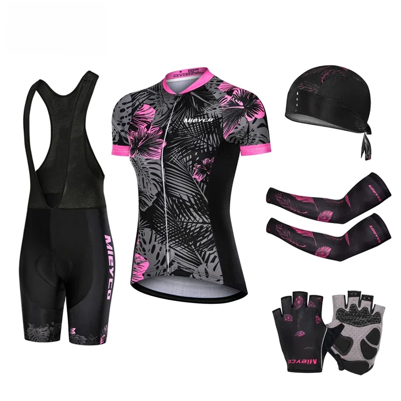 AliExpress NEK TANING Women's Cycling Sets, Bike Uniform, Black Flowers Clothing, Short Sleeve Kit, Summer Suit, Ciclismo Outfit, 2024