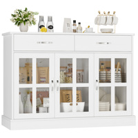Getone Kitchen wardrobe Sideboard with 3 Drawers 3 Doors Kitchen chest of drawers Buffet wardrobe chest of drawers White 108x38x98.5 cm