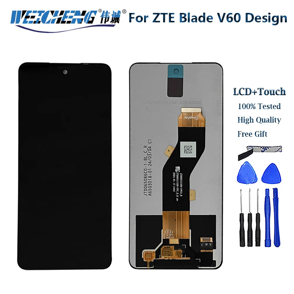 6.6 Inch Black For ZTE Blade V60 Design LCD DIsplay Touch Screen Digitizer Panel Assembly Replacement For ZTE V60 Design LCD