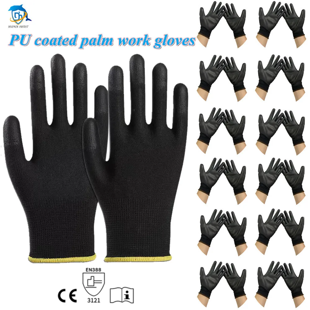 luvas de nylon e pu seguranca trabalho palm especial revestido reparacao de carpinteiro suprimentos trabalhador 240 pares 01