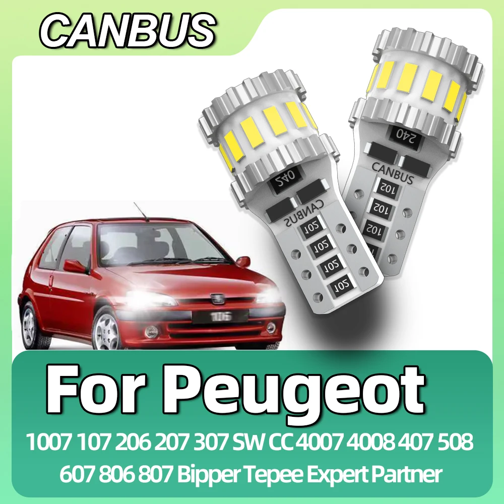 2x LED Clearance Lights W5W T10 For Peugeot 1007 107 206 207 307 SW CC 4007 4008 407 508 607 806 807 Bipper Tepee Expert Partner